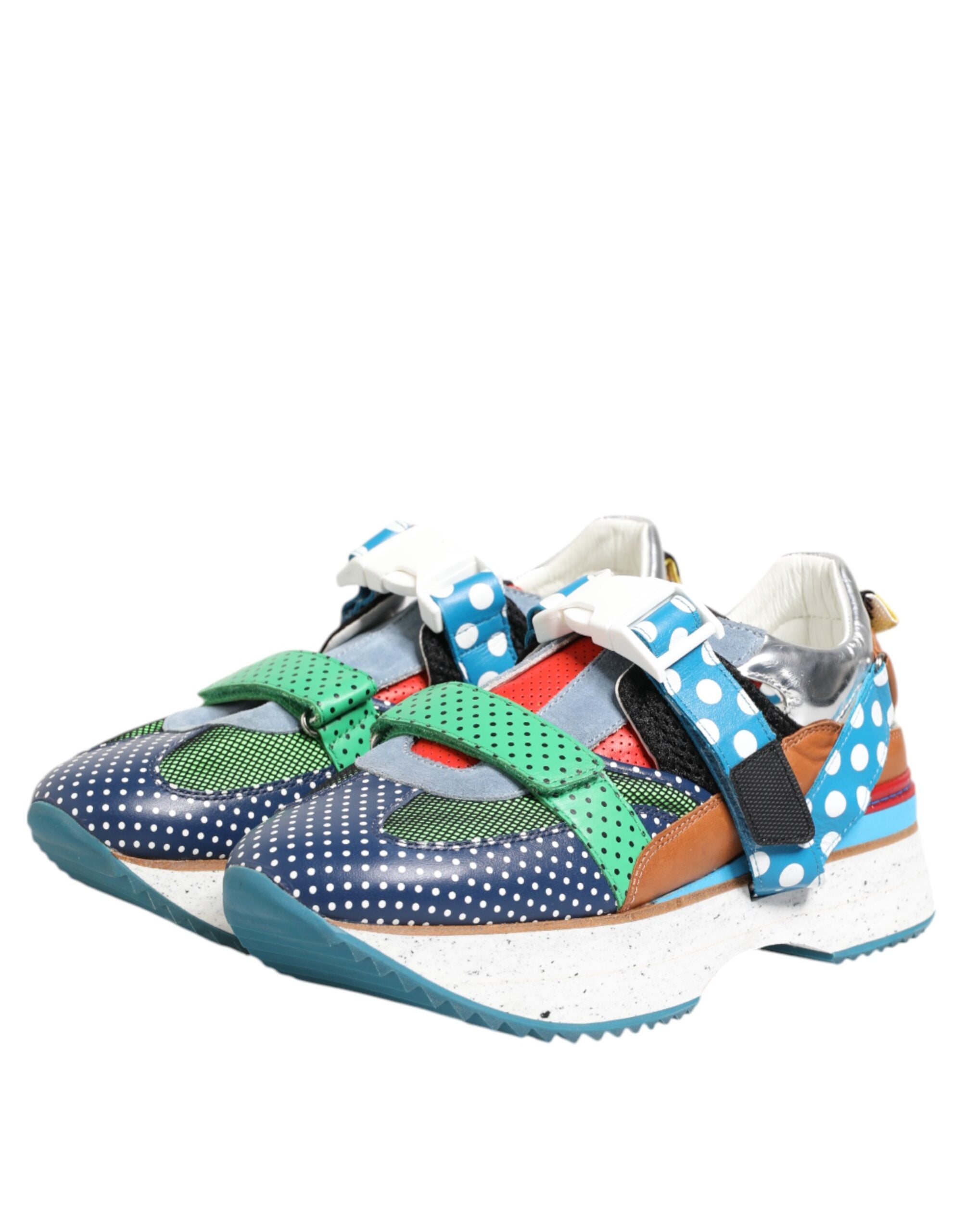 Mehrfarbige Leder-Low-Top-Sneakers