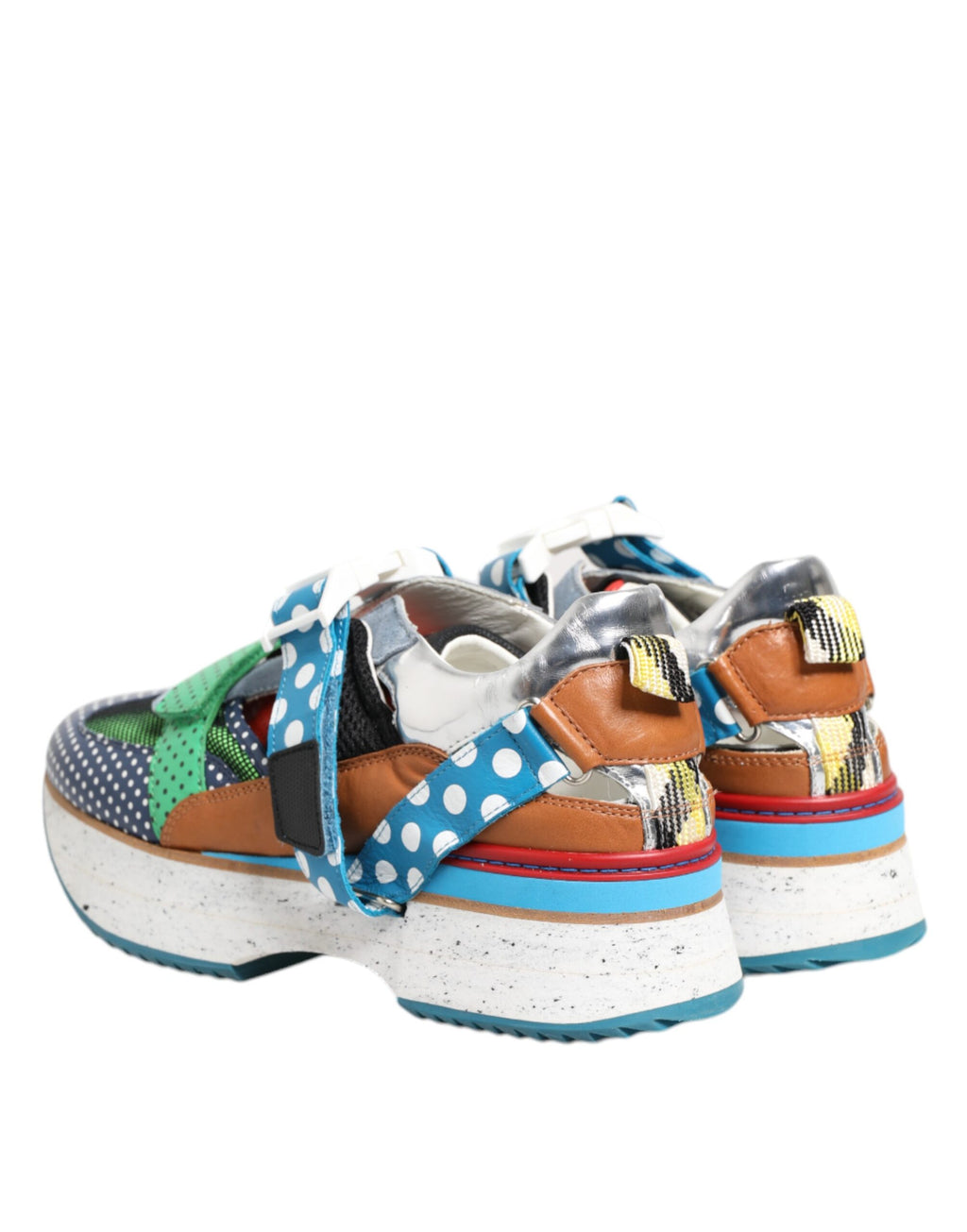Mehrfarbige Leder-Low-Top-Sneakers