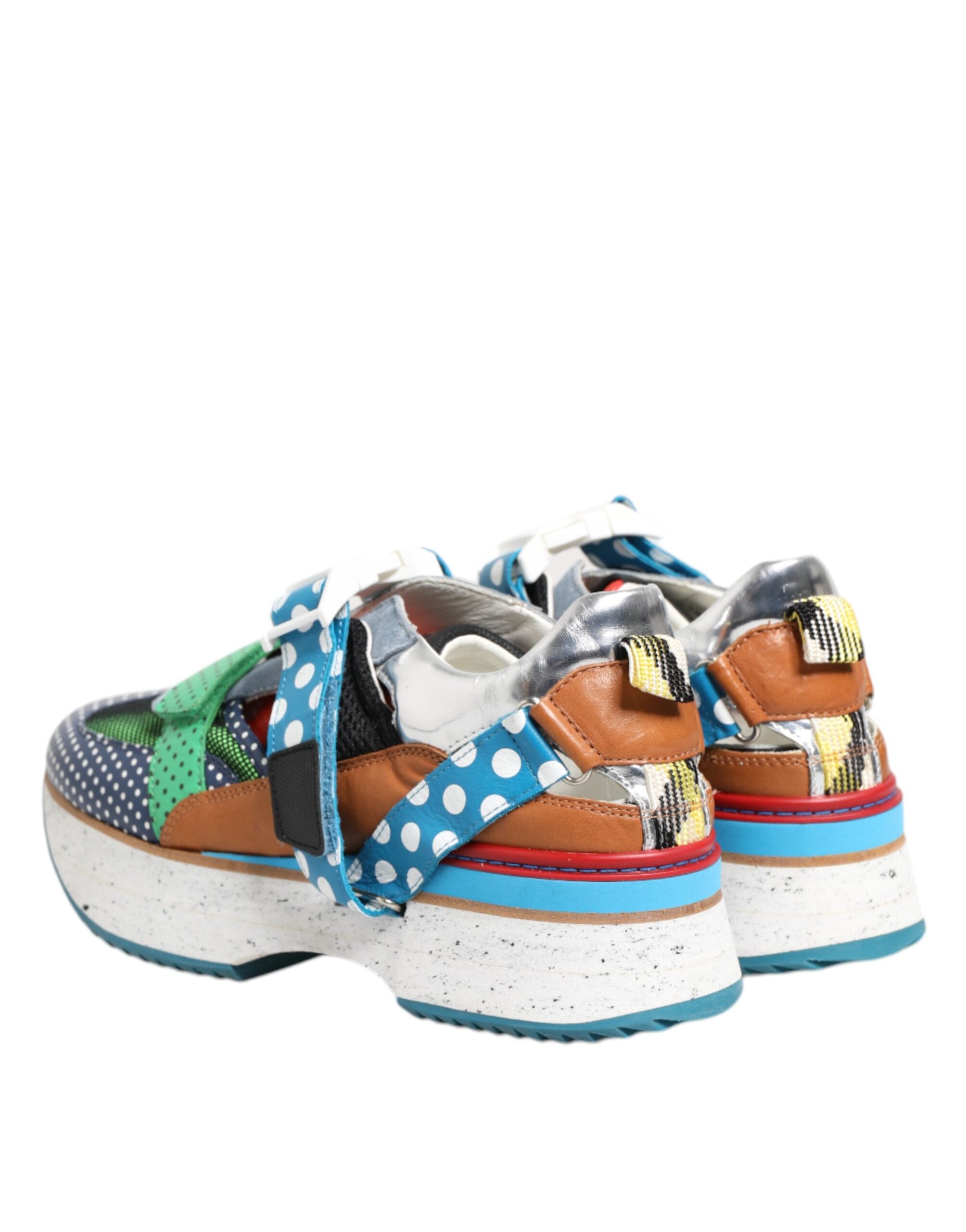 Mehrfarbige Leder-Low-Top-Sneakers
