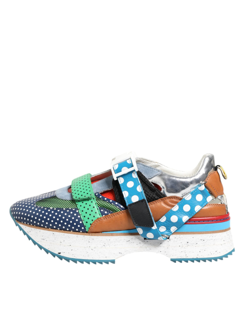 Mehrfarbige Leder-Low-Top-Sneakers