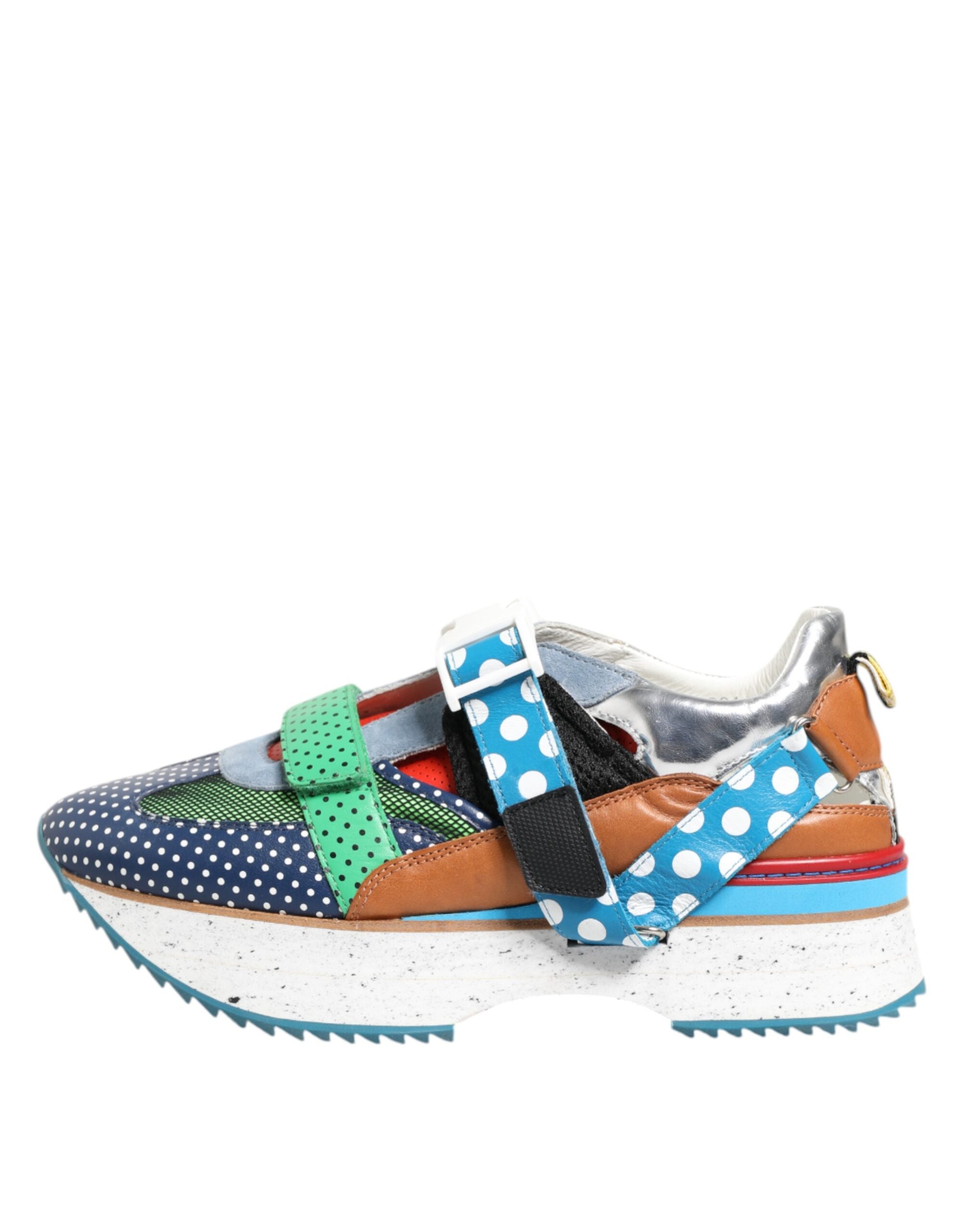 Mehrfarbige Leder-Low-Top-Sneakers