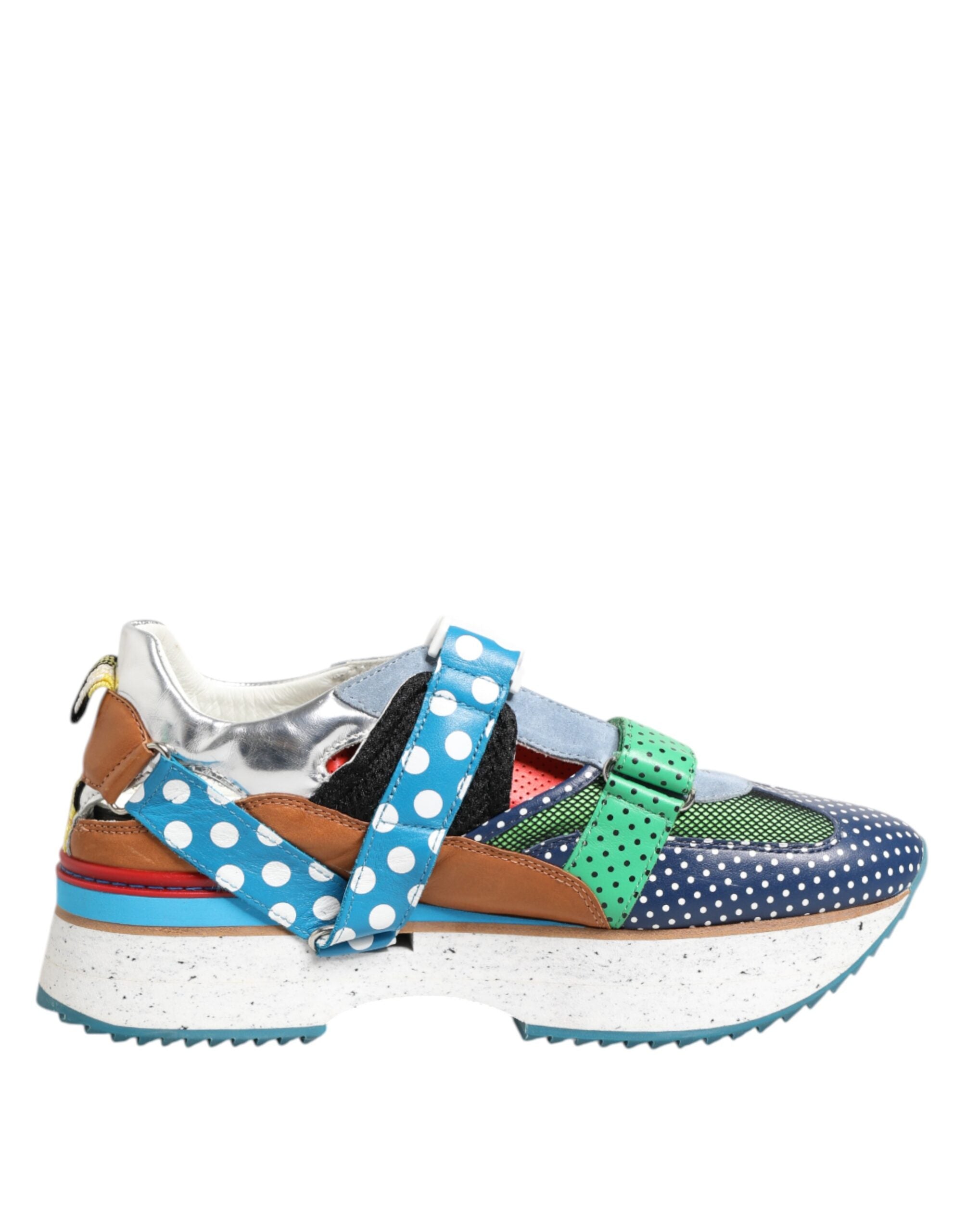 Mehrfarbige Leder-Low-Top-Sneakers