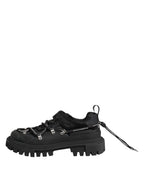 Black Low Top Lace Up Trekking Sneakers Shoes