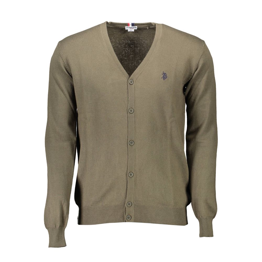 Grüne Herren-Strickjacke aus Baumwolle