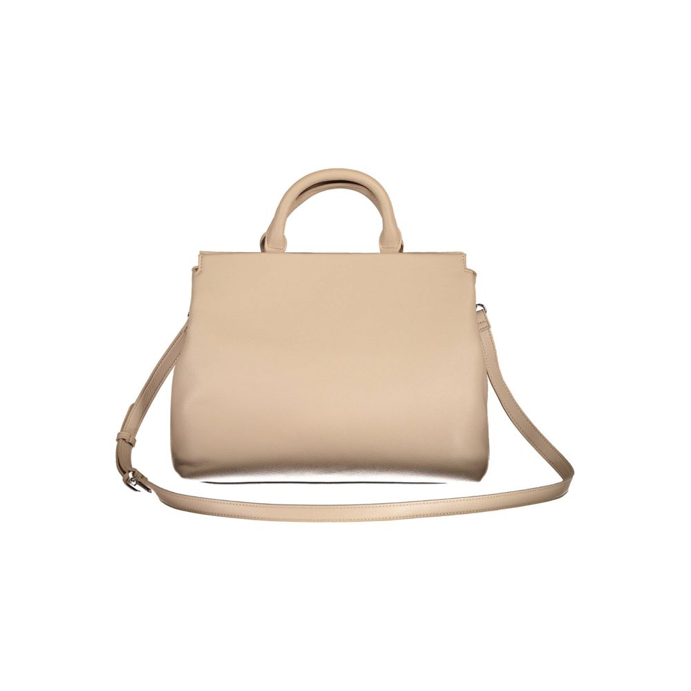 Beige Damenhandtasche aus Polyurethan