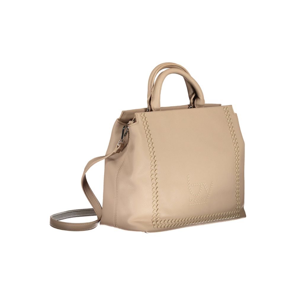 Beige Damenhandtasche aus Polyurethan