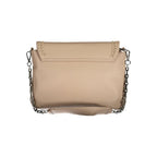 Borsa a tracolla da donna in poliuretano beige
