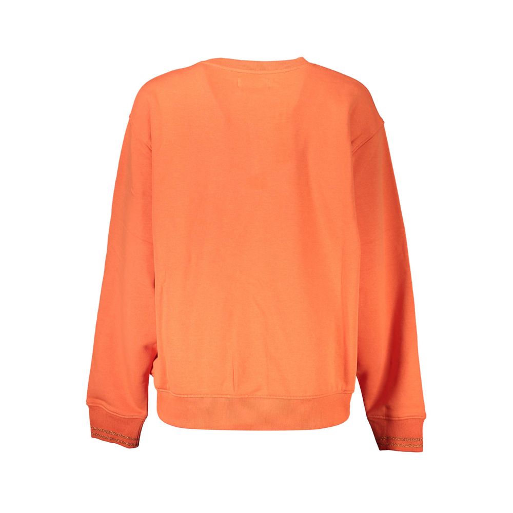 Orange Cotton Women Sweatshirt