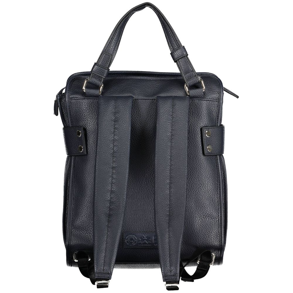 Damenrucksack aus blauem Polyurethan