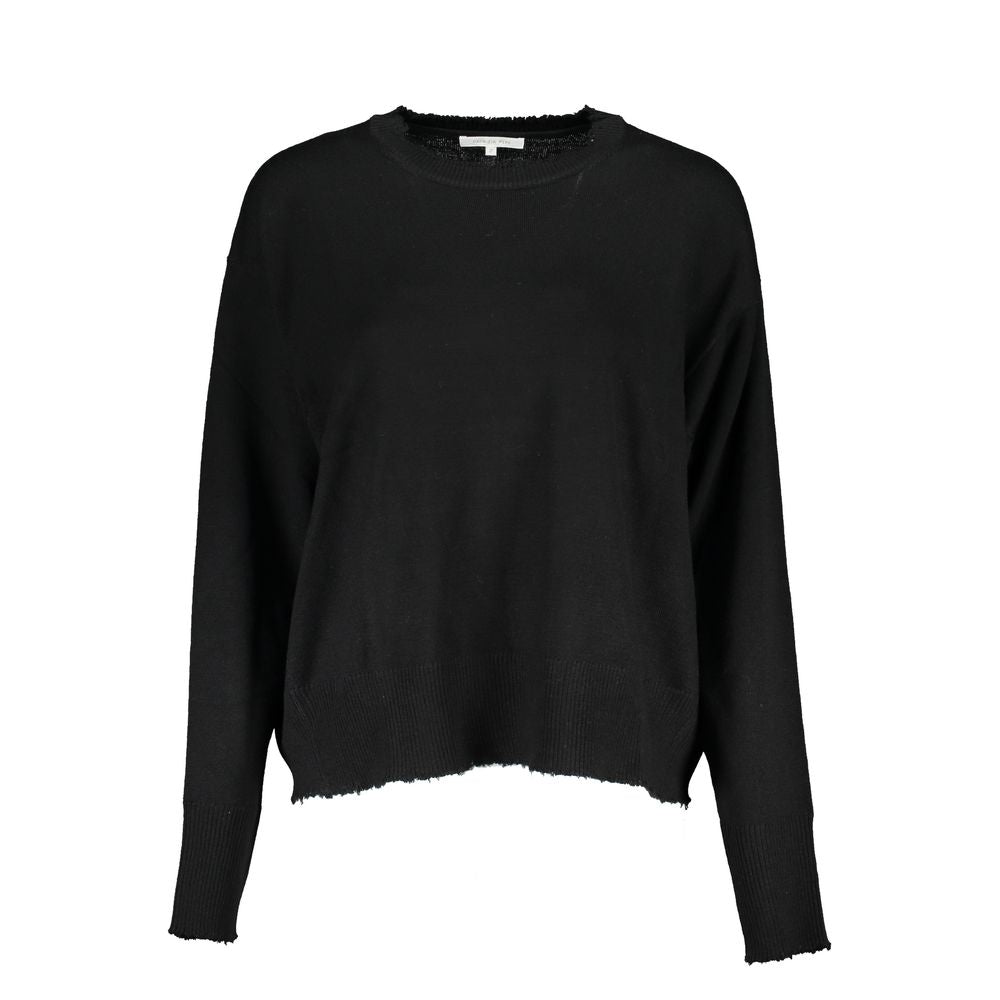 Schwarzer Damenpullover aus Stoff