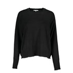 Schwarzer Damenpullover aus Stoff
