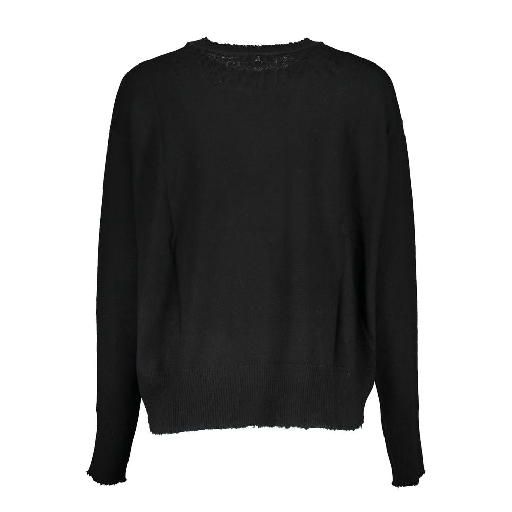 Schwarzer Damenpullover aus Stoff