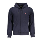 Blue Cotton Men Sweater with Hood
