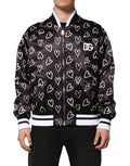Schwarze Bomberjacke aus Polyester mit Herzprint