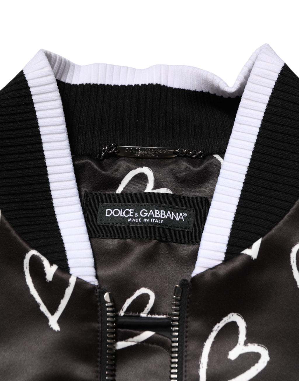 Schwarze Bomberjacke aus Polyester mit Herzprint