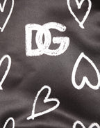 Schwarze Bomberjacke aus Polyester mit Herzprint