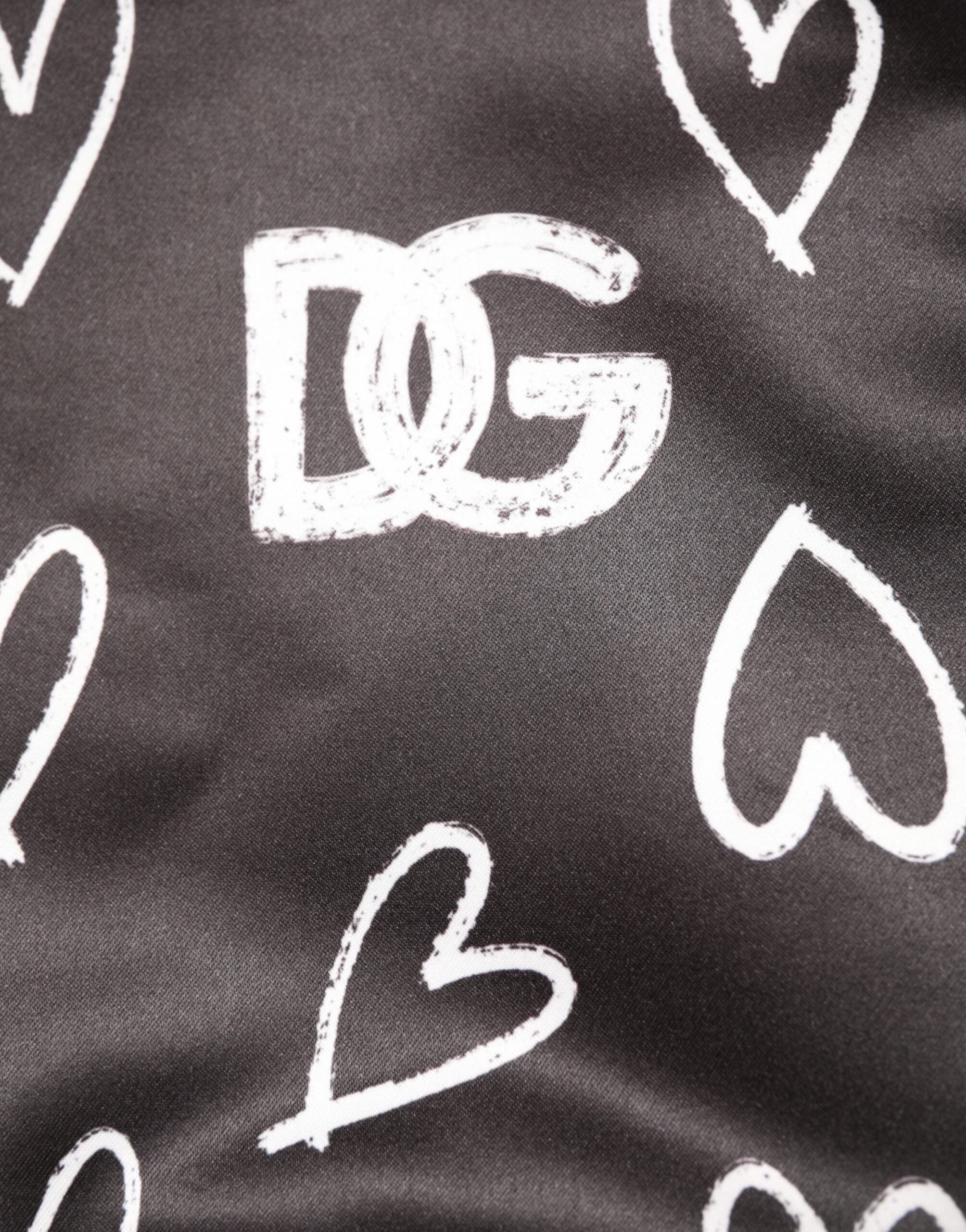 Schwarze Bomberjacke aus Polyester mit Herzprint