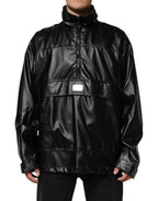 Schwarze Bomberjacke mit Logo-Plakette aus Polyester