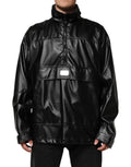 Schwarze Bomberjacke mit Logo-Plakette aus Polyester
