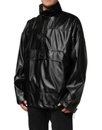 Schwarze Bomberjacke mit Logo-Plakette aus Polyester