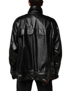 Schwarze Bomberjacke mit Logo-Plakette aus Polyester