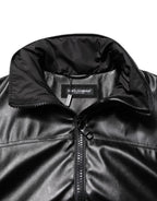 Schwarze Bomberjacke mit Logo-Plakette aus Polyester