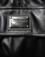 Schwarze Bomberjacke mit Logo-Plakette aus Polyester