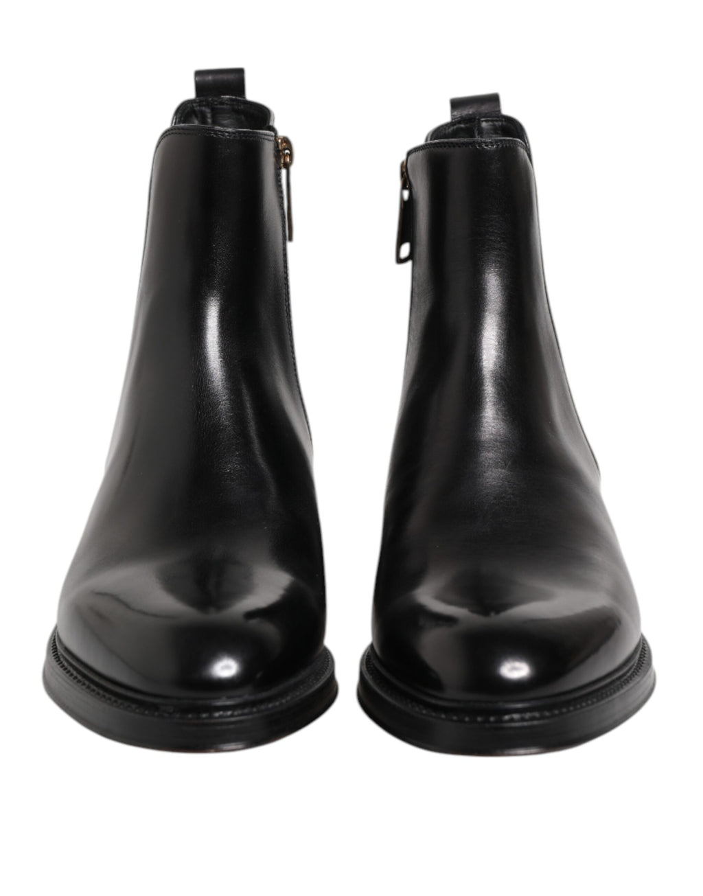 Schwarze Chelsea Leder Mid-Calf Stiefel