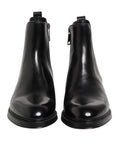 Schwarze Chelsea Leder Mid-Calf Stiefel