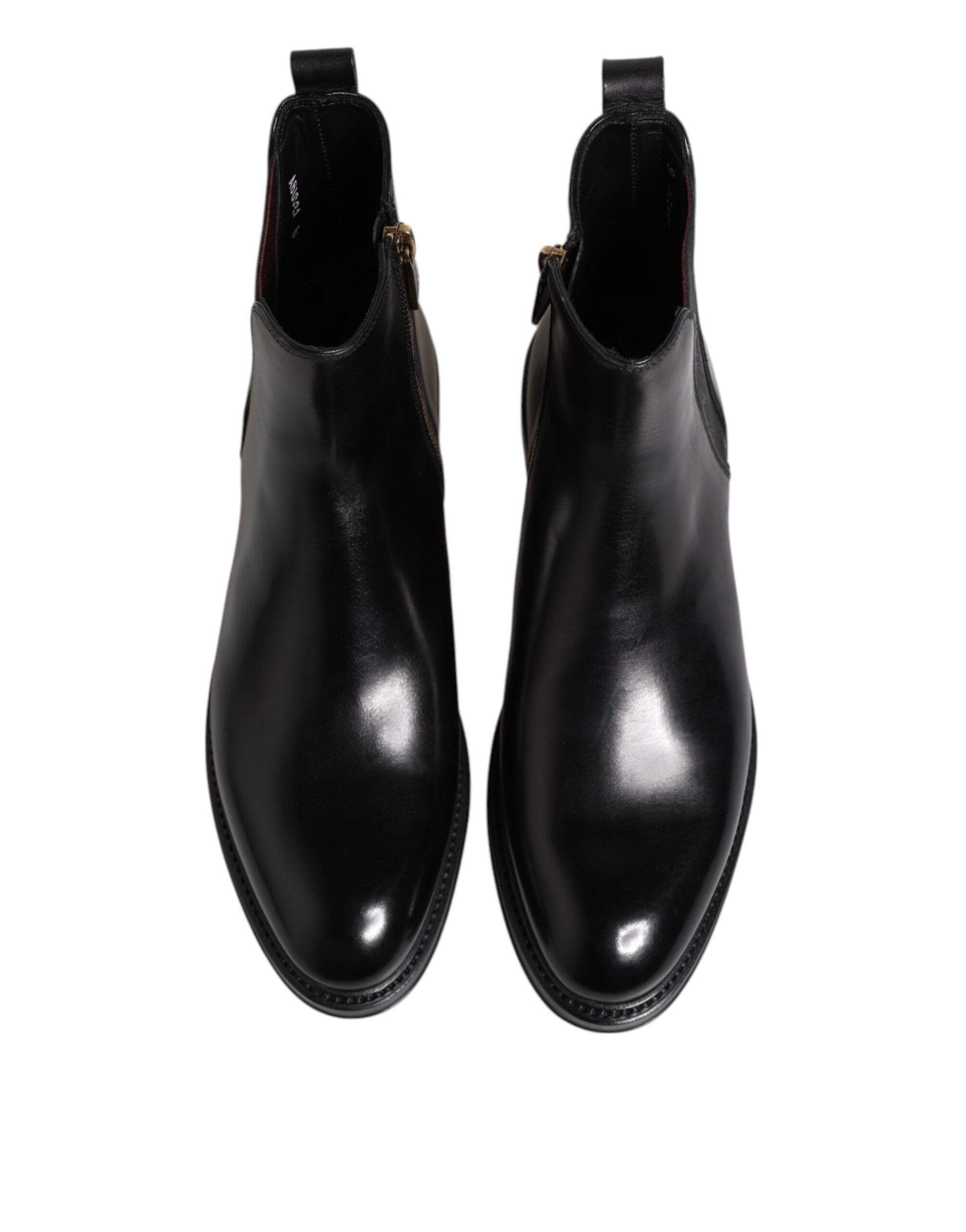 Black Chelsea Leather Mid-Calf Boots Shoes