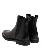 Schwarze Chelsea Leder Mid-Calf Stiefel