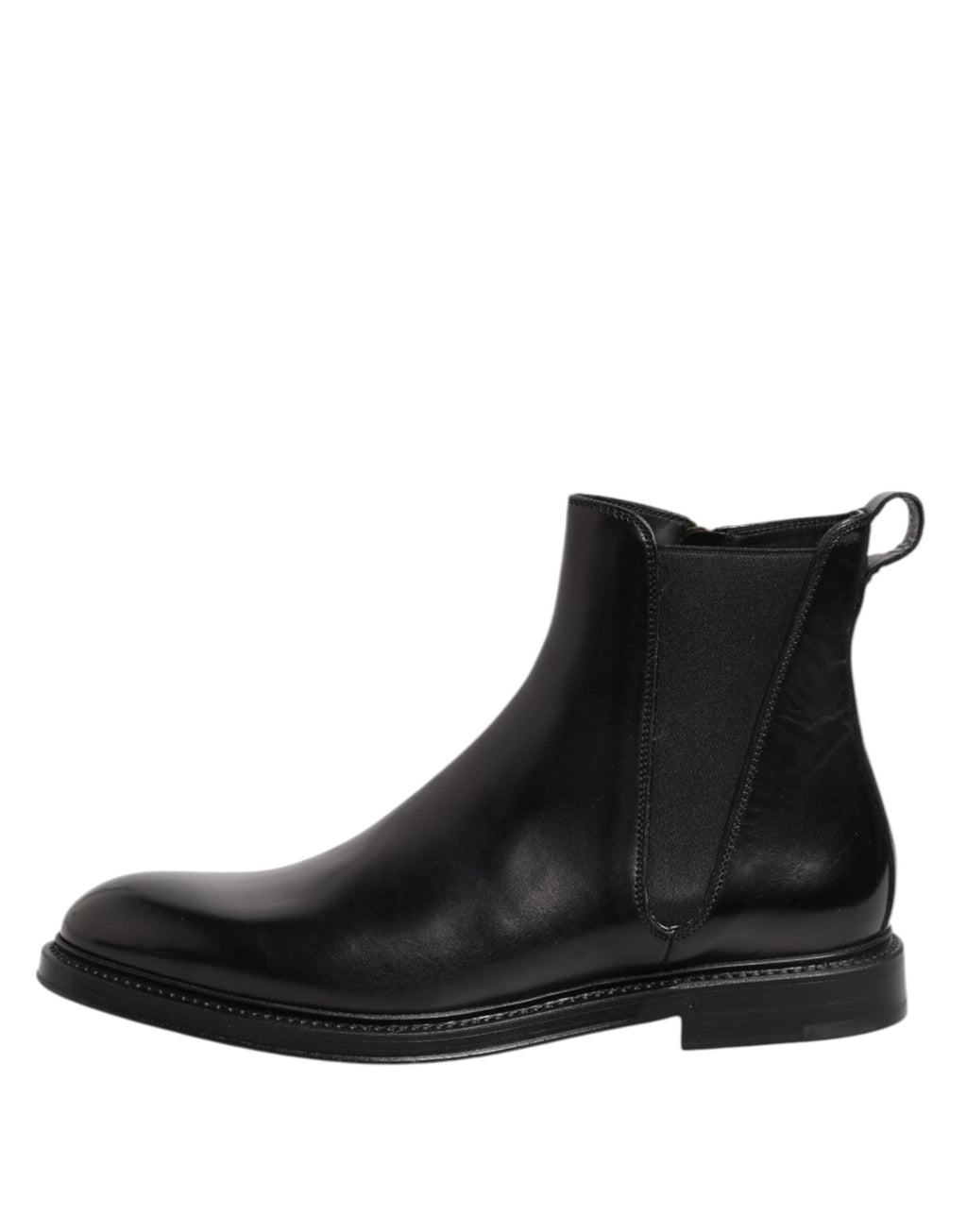 Schwarze Chelsea Leder Mid-Calf Stiefel