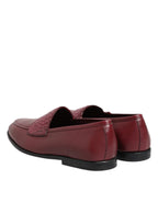Bordeauxrote elegante Slipper aus Leder