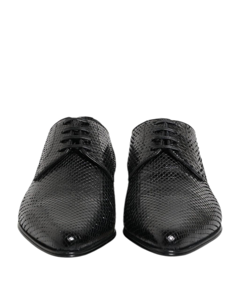 Schwarze Exotic Leder Schnürschuhe (Derby)