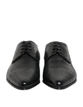 Schwarze Exotic Leder Schnürschuhe (Derby)