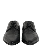 Schwarze Exotic Leder Schnürschuhe (Derby)