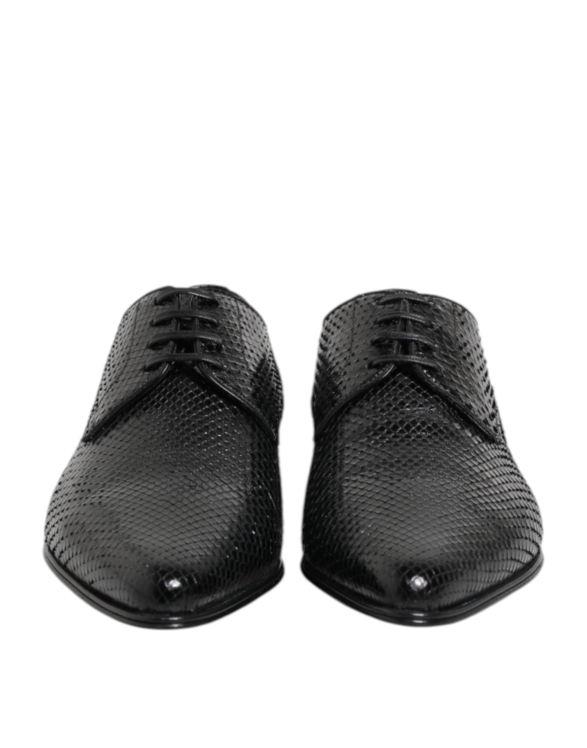 Schwarze Exotic Leder Schnürschuhe (Derby)