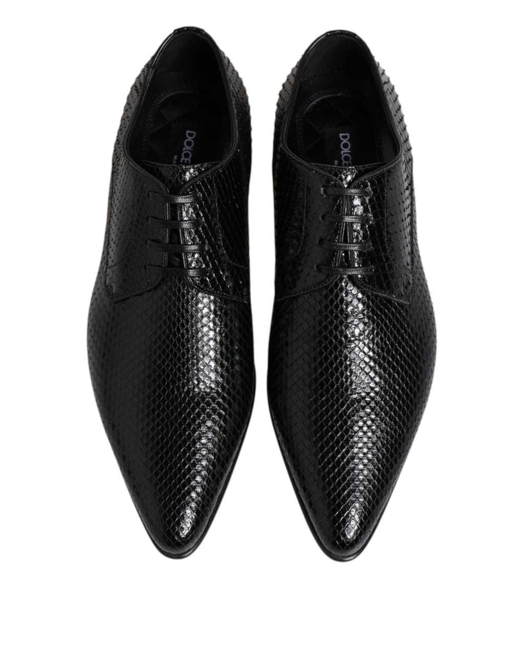 Schwarze Exotic Leder Schnürschuhe (Derby)