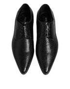 Schwarze Exotic Leder Schnürschuhe (Derby)