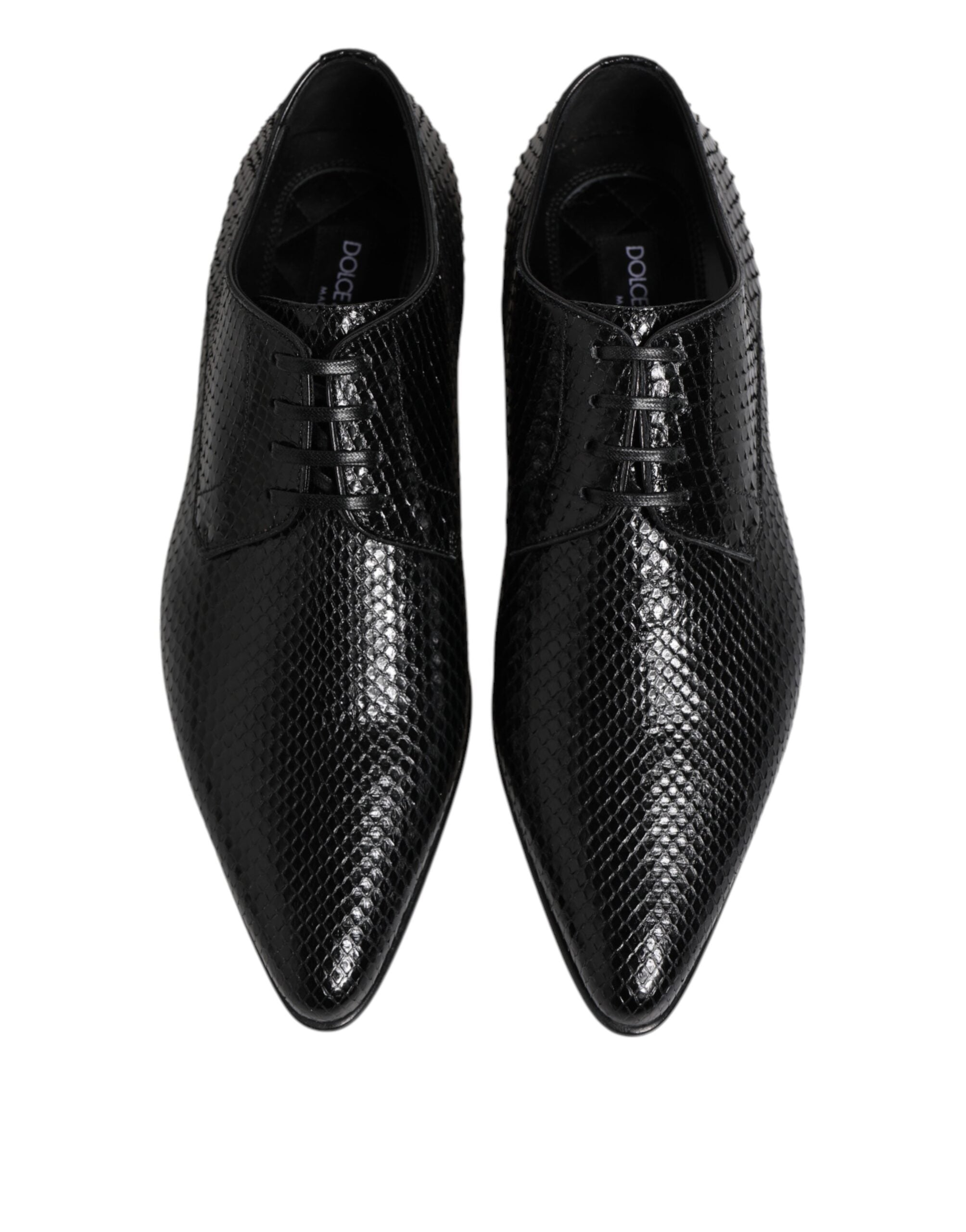 Schwarze Exotic Leder Schnürschuhe (Derby)