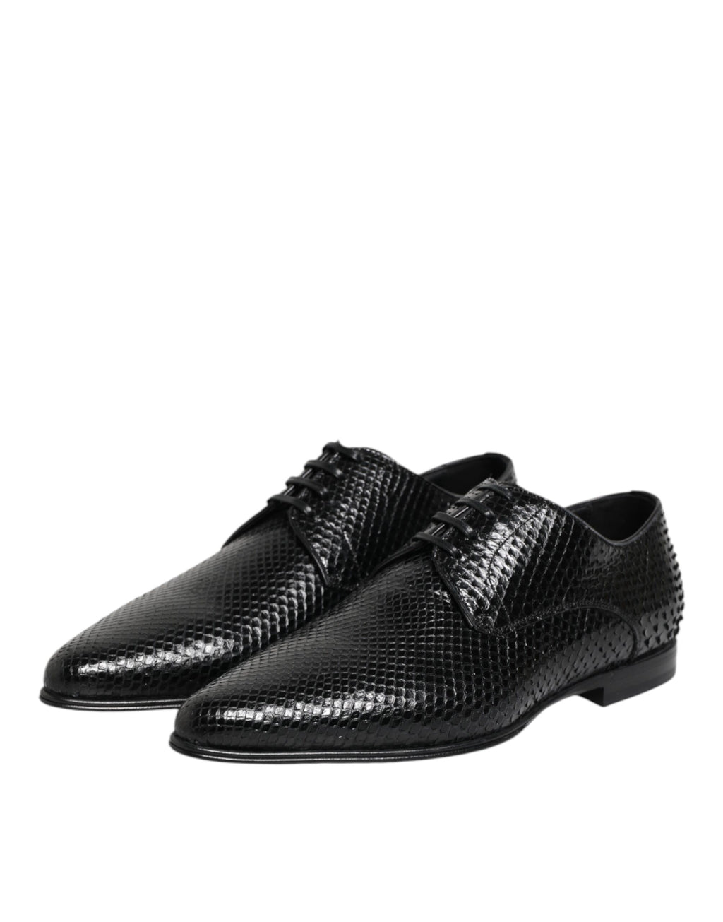 Schwarze Exotic Leder Schnürschuhe (Derby)