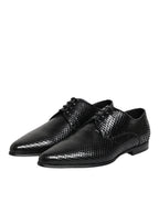 Schwarze Exotic Leder Schnürschuhe (Derby)