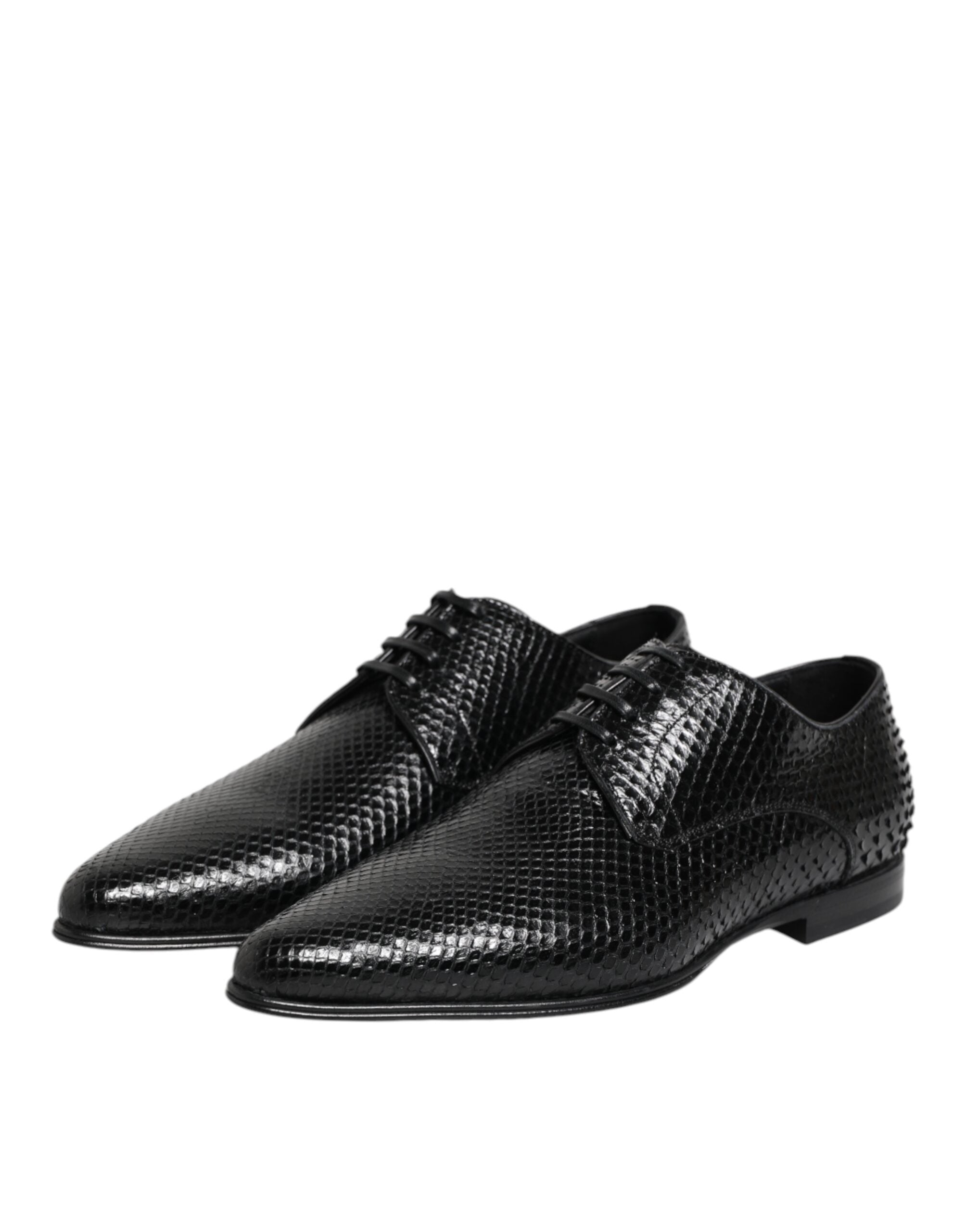 Schwarze Exotic Leder Schnürschuhe (Derby)