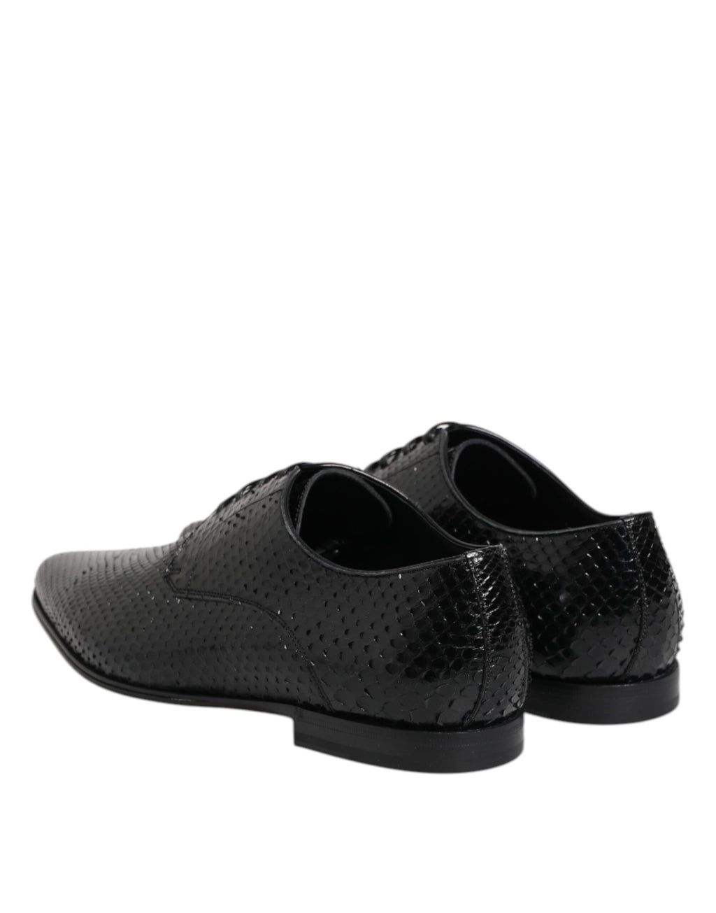 Schwarze Exotic Leder Schnürschuhe (Derby)