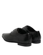 Schwarze Exotic Leder Schnürschuhe (Derby)