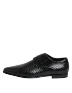 Schwarze Exotic Leder Schnürschuhe (Derby)