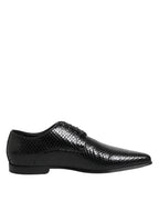 Schwarze Exotic Leder Schnürschuhe (Derby)