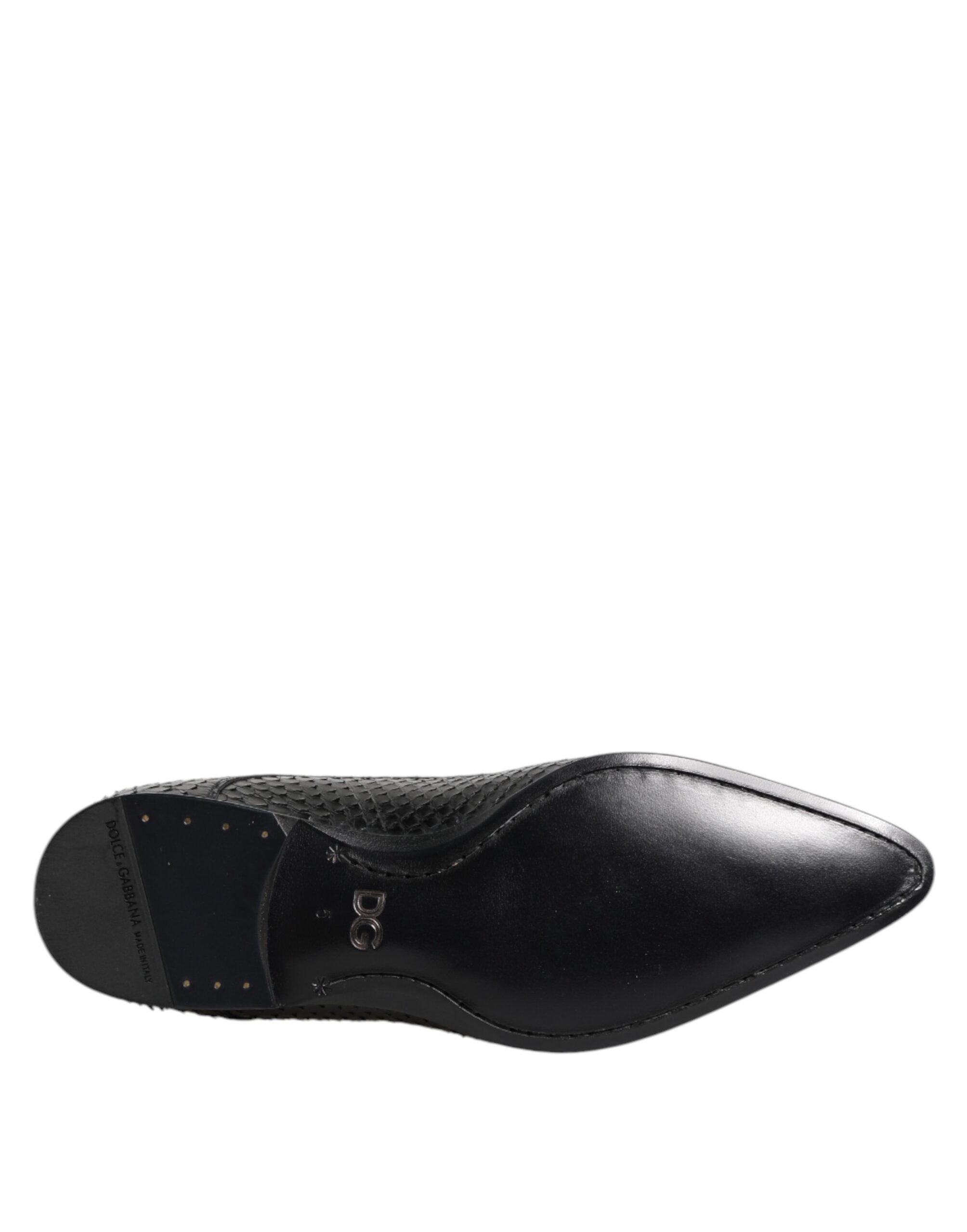 Schwarze Exotic Leder Schnürschuhe (Derby)