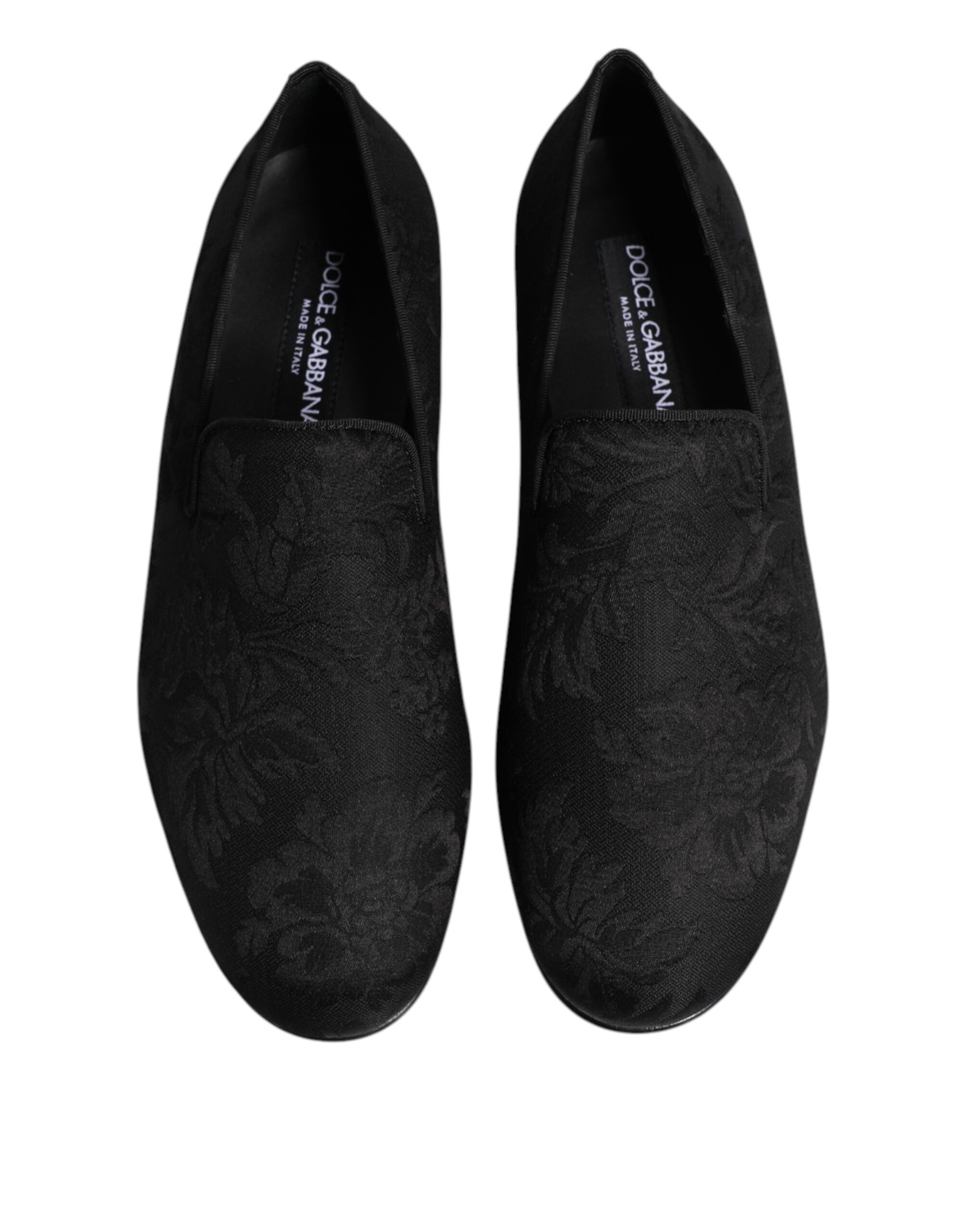 Black Floral Brocade Loafers Men's Dress Shoes