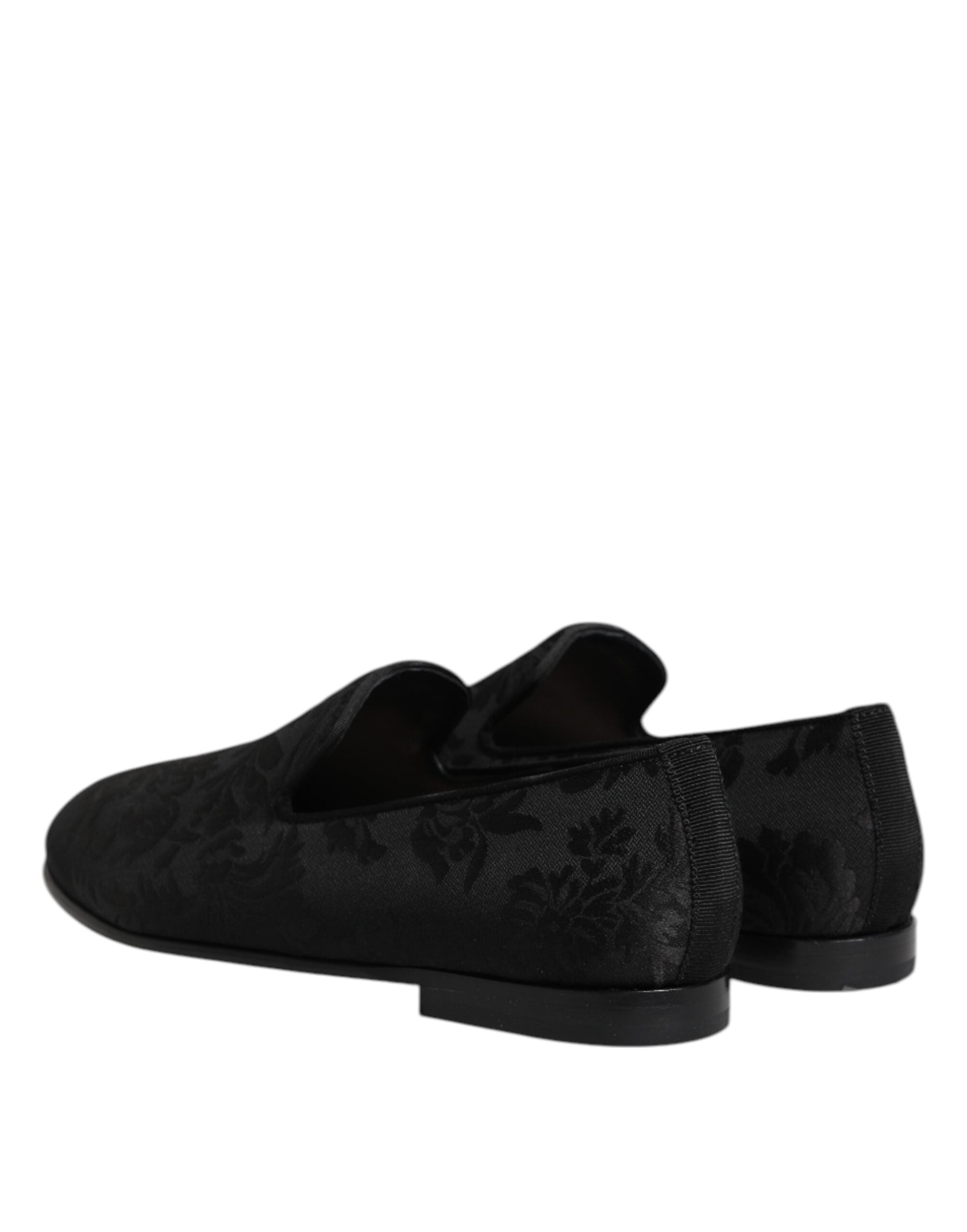 Black Floral Brocade Loafers Men's Dress Shoes
